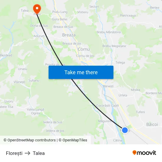 Florești to Talea map