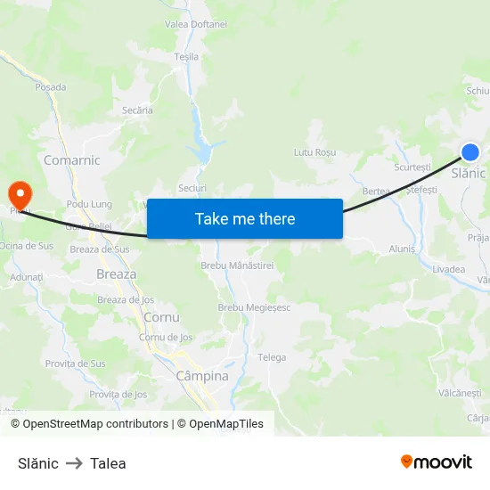 Slănic to Talea map