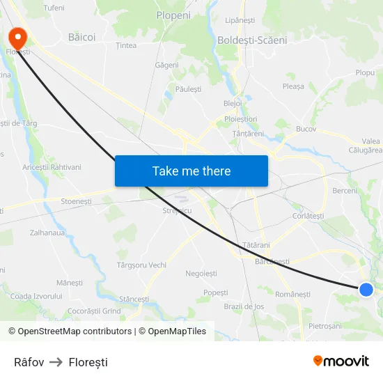 Râfov to Florești map