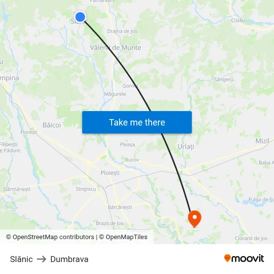 Slănic to Dumbrava map