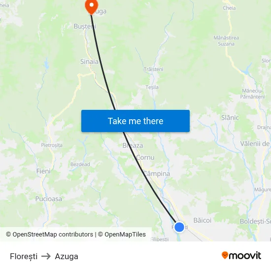 Florești to Azuga map