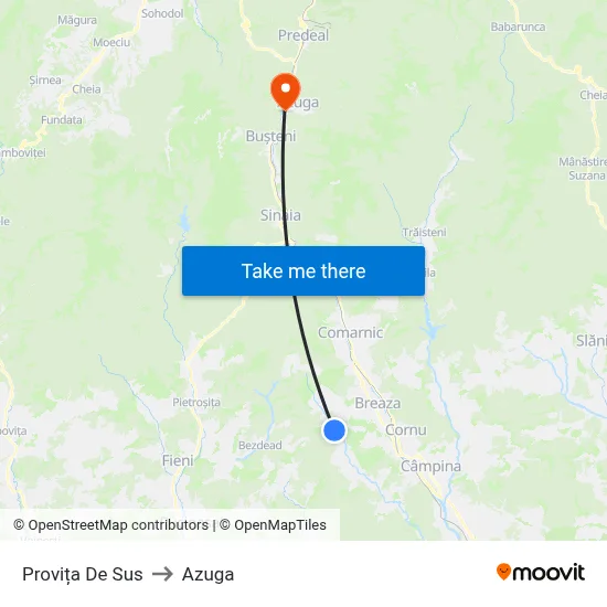 Provița De Sus to Azuga map
