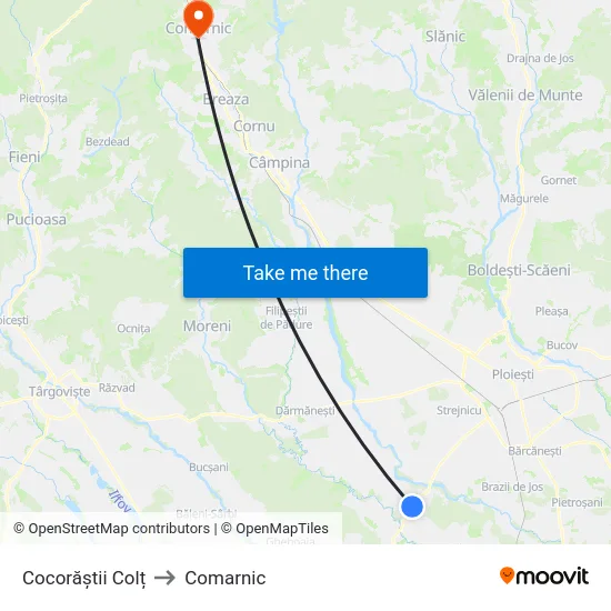 Cocorăștii Colț to Comarnic map