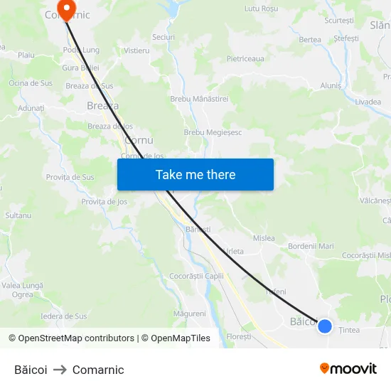 Băicoi to Comarnic map