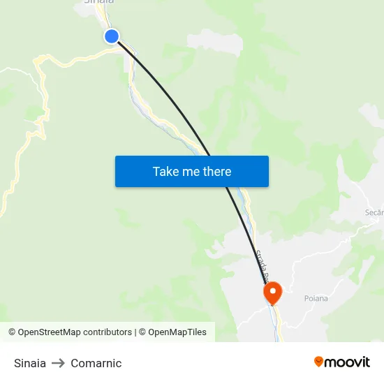 Sinaia to Comarnic map