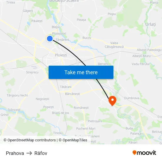 Prahova to Râfov map