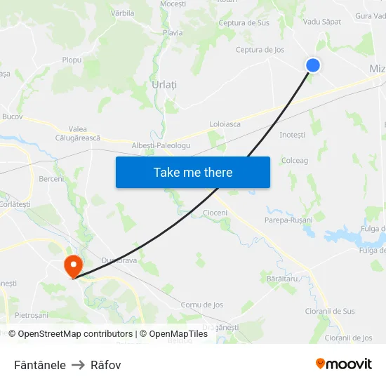 Fântânele to Râfov map