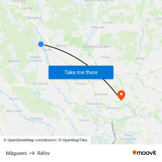 Măgureni to Râfov map