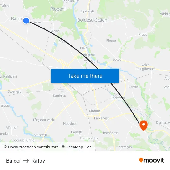 Băicoi to Râfov map