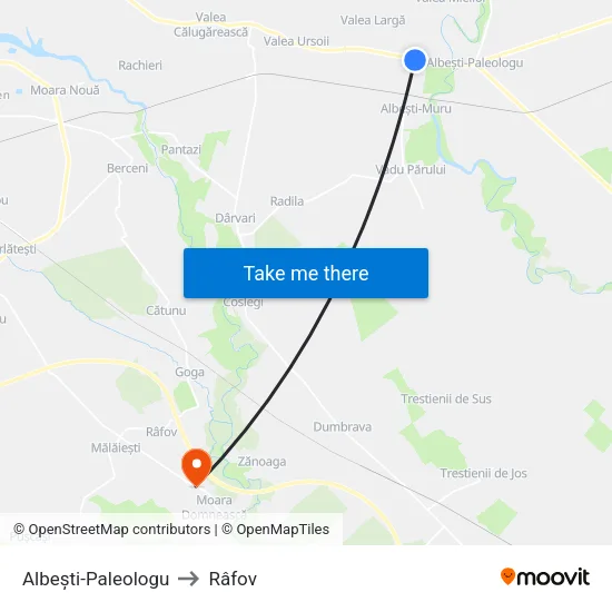 Albești-Paleologu to Râfov map