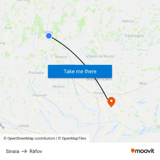 Sinaia to Râfov map