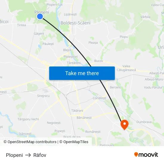 Plopeni to Râfov map