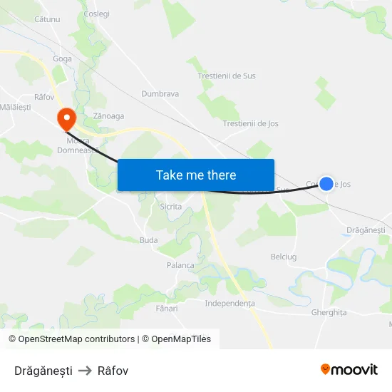Drăgănești to Râfov map