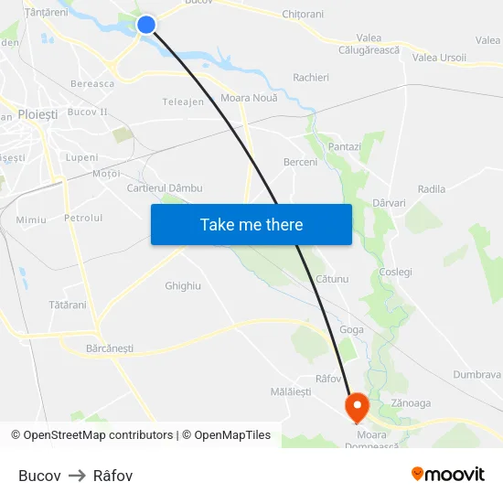 Bucov to Râfov map