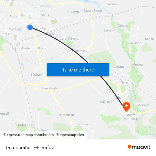 Democrației to Râfov map