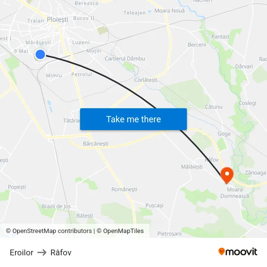 Eroilor to Râfov map