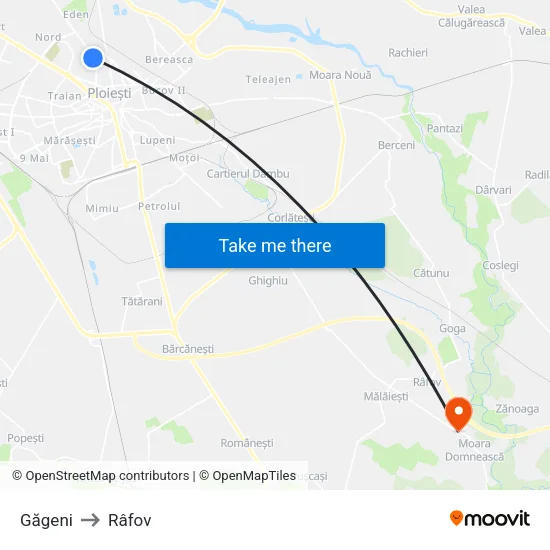 Găgeni to Râfov map