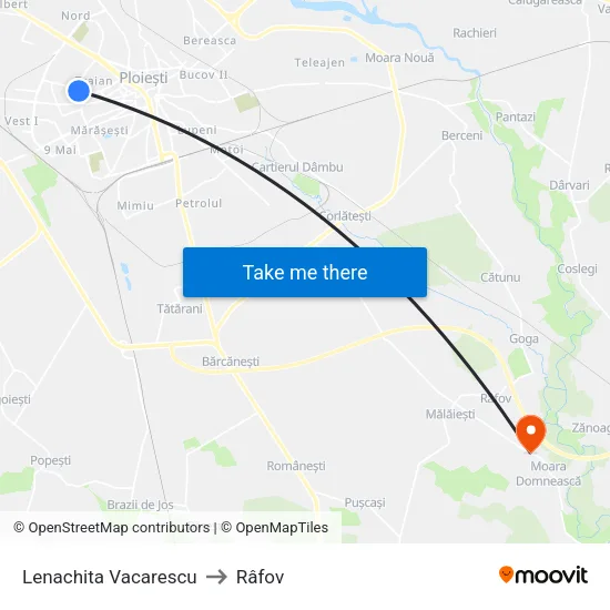 Lenachita Vacarescu to Râfov map