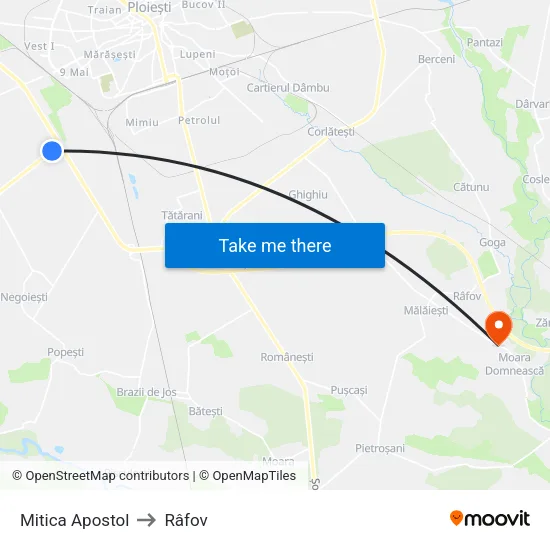 Mitica Apostol to Râfov map