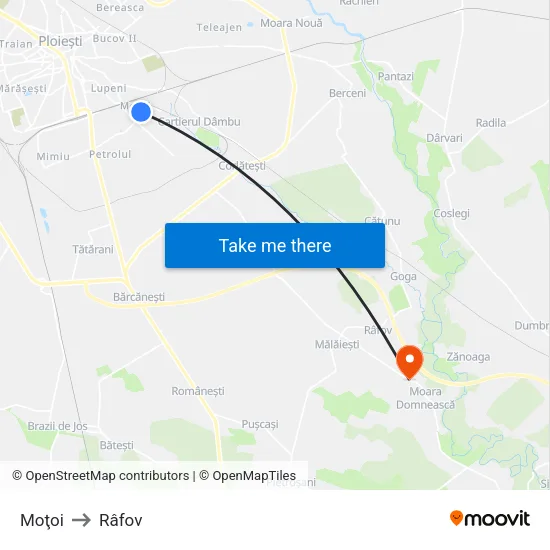 Moţoi to Râfov map