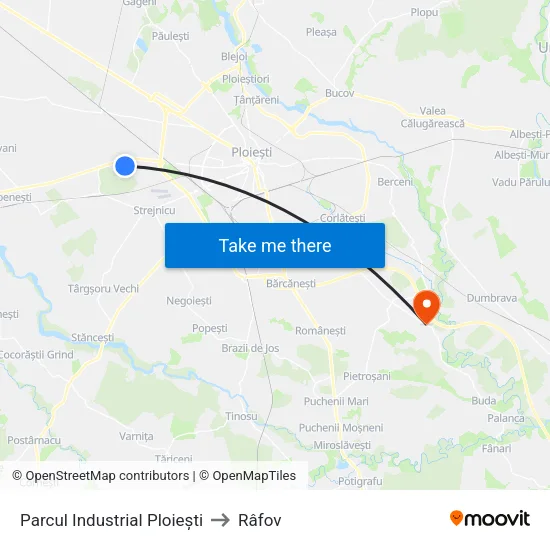 Parcul Industrial Ploiești to Râfov map
