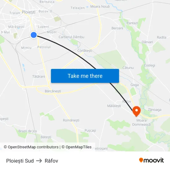 Ploiești Sud to Râfov map