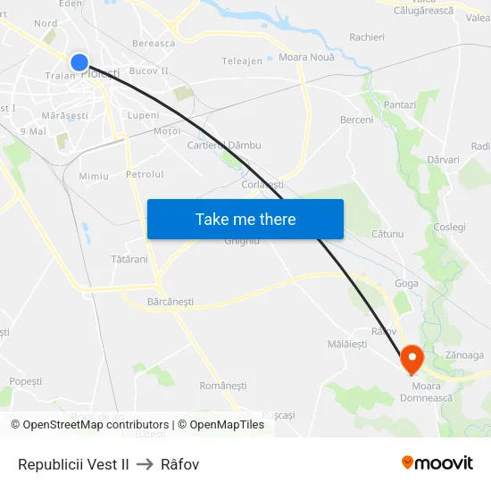 Republicii Vest II to Râfov map