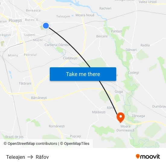 Teleajen to Râfov map