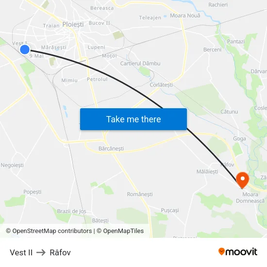 Vest II to Râfov map
