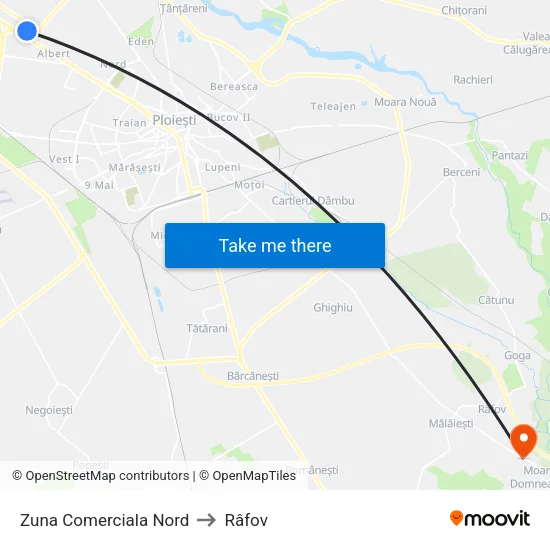Zuna Comerciala Nord to Râfov map