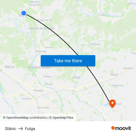Slănic to Fulga map