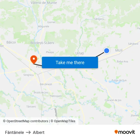 Fântânele to Albert map