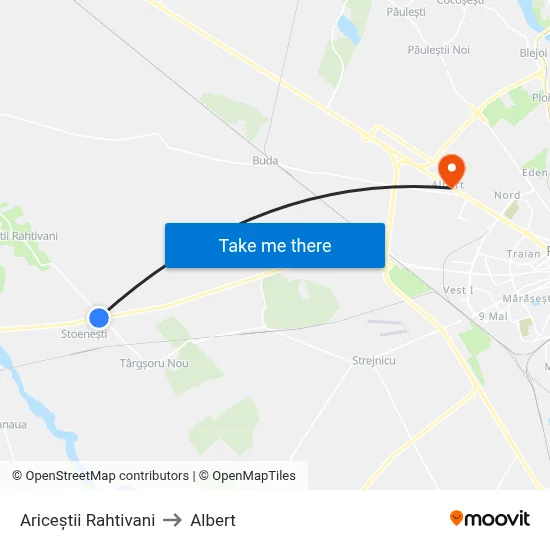 Ariceștii Rahtivani to Albert map