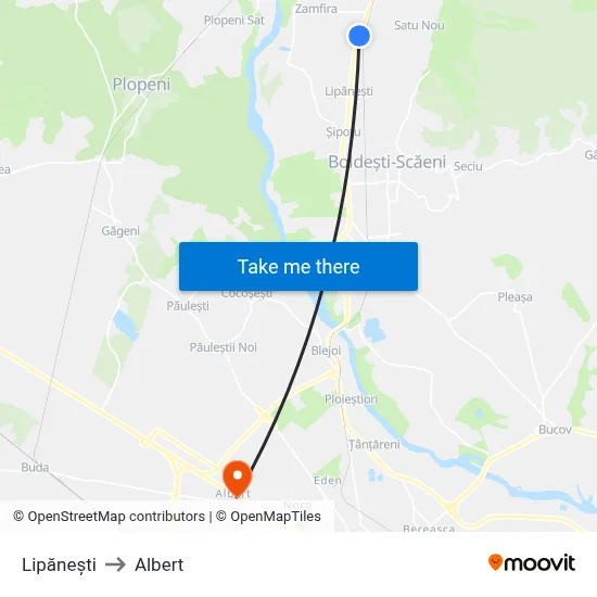 Lipănești to Albert map
