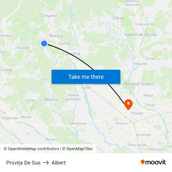 Provița De Sus to Albert map