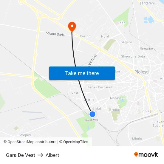 Gara De Vest to Albert map