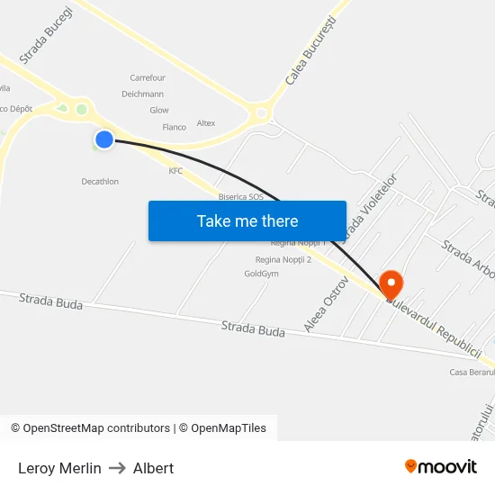 Leroy Merlin to Albert map