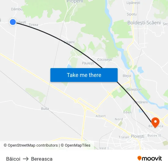Băicoi to Bereasca map