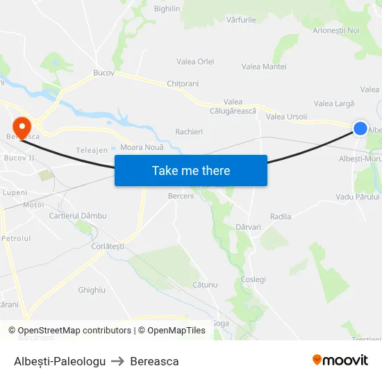 Albești-Paleologu to Bereasca map