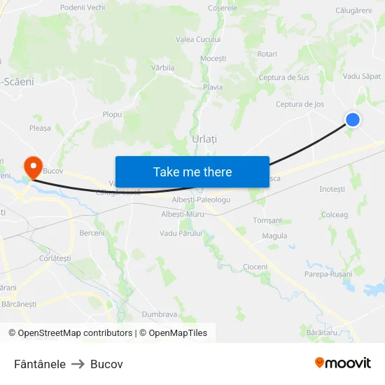 Fântânele to Bucov map