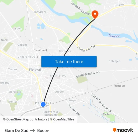 Gara De Sud to Bucov map