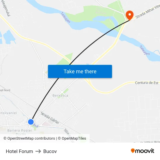Hotel Forum to Bucov map