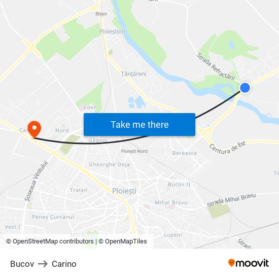 Bucov to Carino map