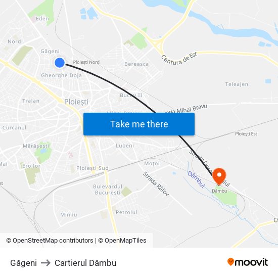 Găgeni to Cartierul Dâmbu map