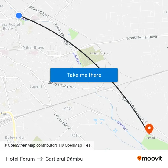 Hotel Forum to Cartierul Dâmbu map
