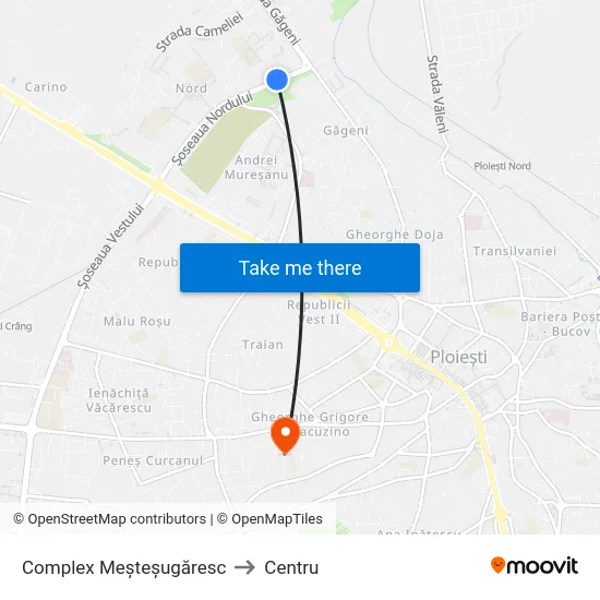 Complex Meșteșugăresc to Centru map