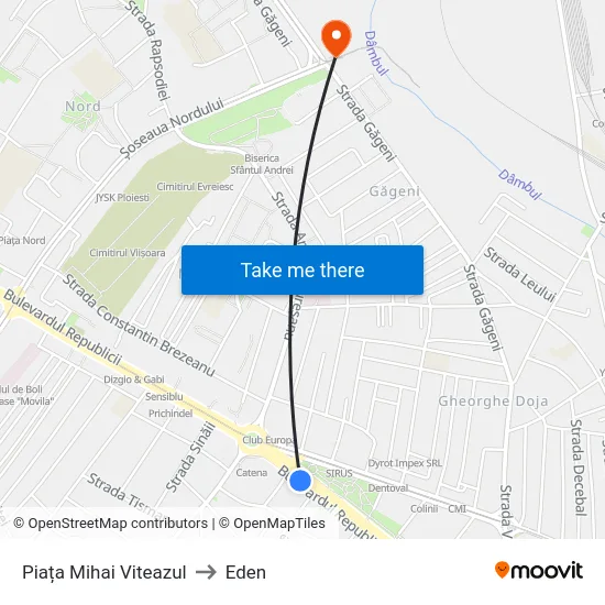 Piața Mihai Viteazul to Eden map