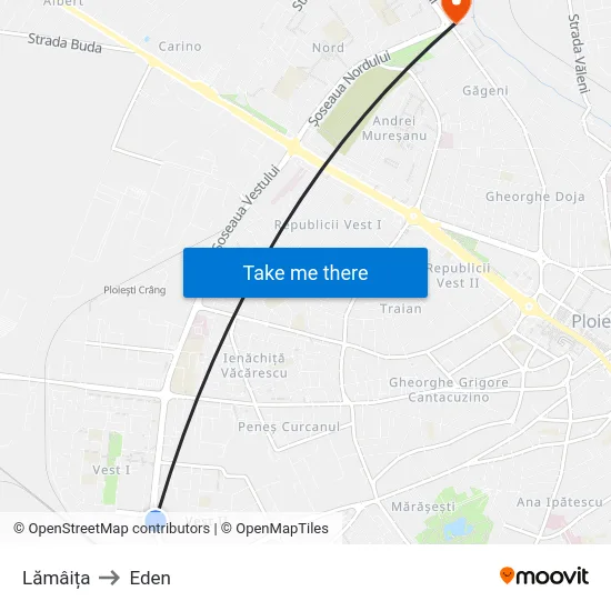 Lămâița to Eden map