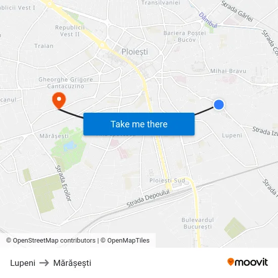 Lupeni to Mărășești map