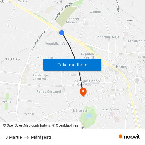 8 Martie to Mărășești map